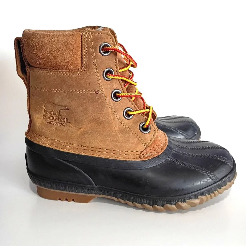 Sorel Cheyenne Kids Duck Boots Leather Lace Up Kids Youth Size 3